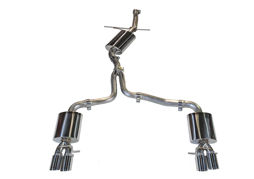 Touring Edition Exhaust for B8 A5 2.0T - Quad Outlet, Chrome Silver Tips for Audi A5 Quattro