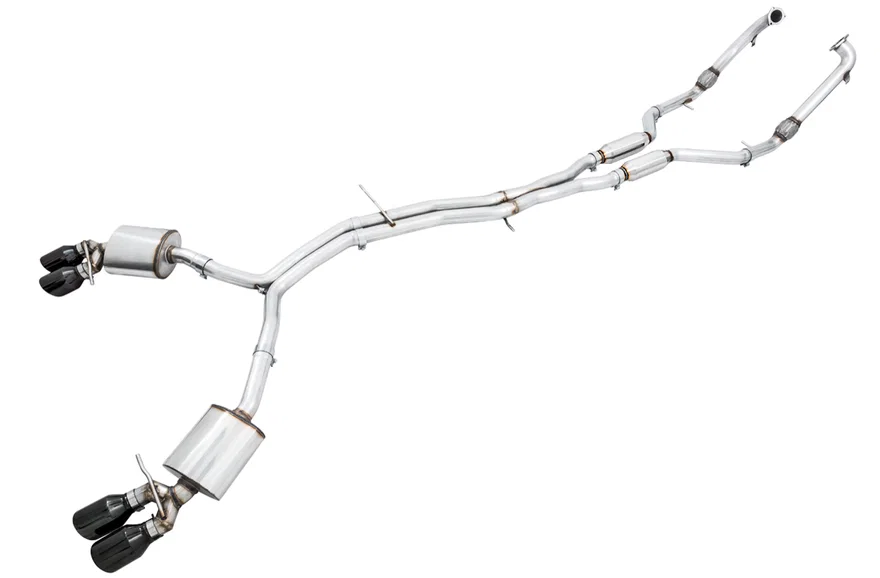 Touring Edition Exhaust for Audi B9 S5 Coupe - Resonated - 4" Diamond Black Tips