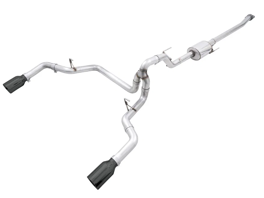 0FG Dual Split Rear Exhaust for '21+ Ford F-150 - 5" Diamond Black Tips