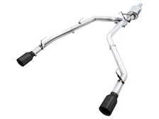 0FG Dual Rear Exit Catback for 4th Gen RAM 1500 5.7L (without bumper cutouts) - Diamond Black Tips image 1