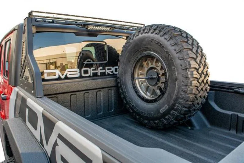 DV8 Offroad TCGL-02, 2019+ Jeep Gladiator Universal Stand Up In-Bed Tire Carrier