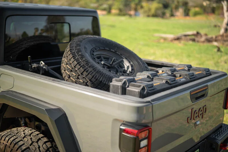 DV8 Offroad TCGL-03, 2020+ Jeep Gladiator JT Adjustable In-Bed Tire Carrier