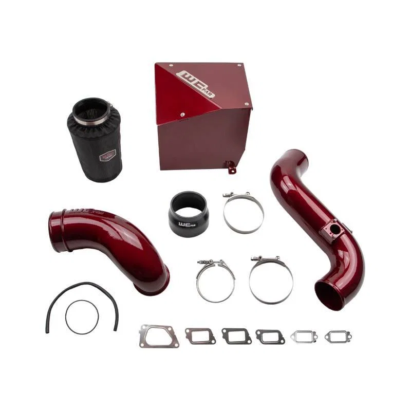 Wehrli WCF100304-RED, 11-16 Chevrolet 6.6L Duramax LML 4in Intake Kit Stage 2 - WCFab Red
