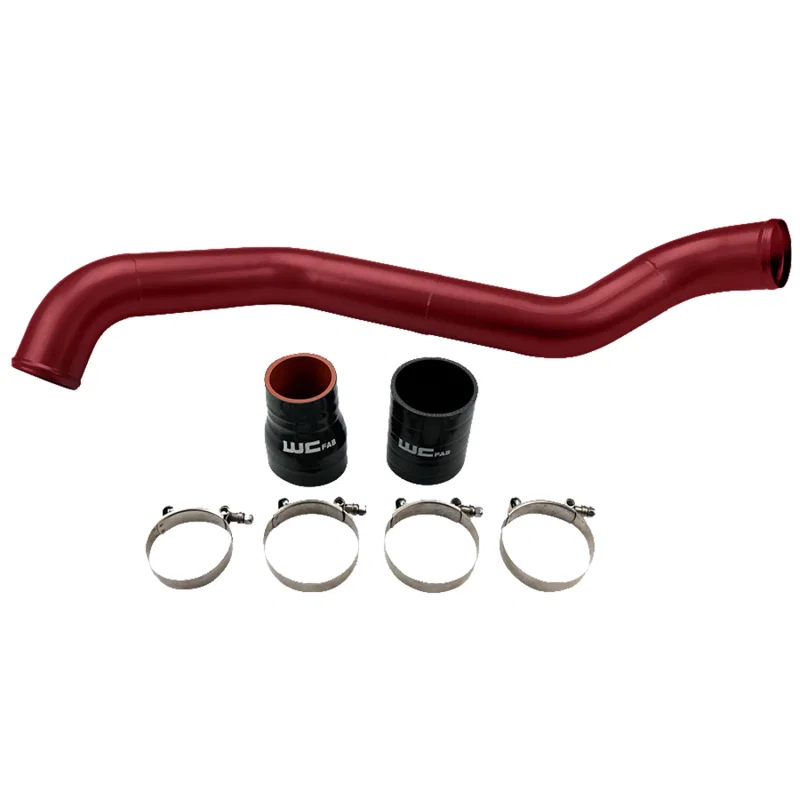 Wehrli WCF100349-RED, 01-04 Chevrolet 6.6L LB7 Duramax Driver Side 3in Intercooler Pipe - WCFab Red