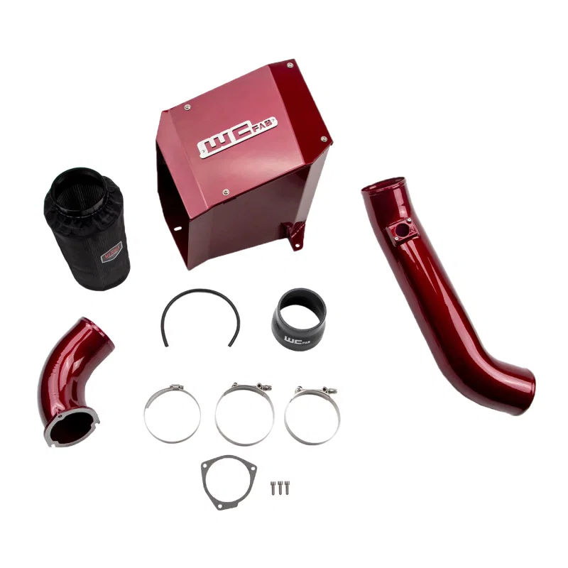 Wehrli WCF100300-Red, 01-04 Duramax LB7 4in Intake Kit with Air Box Stage 2 - WCFab Red