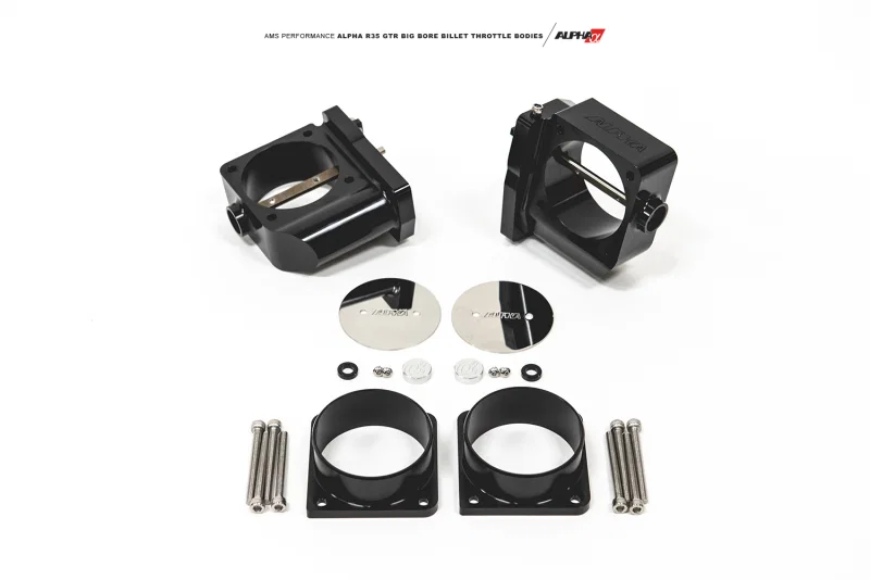 AMS ALP.07.08.0006-3, Performance 2009+ GT-R R-35 Alpha CNC Big Bore Throttle Body Set w/ Standard Hose Flanges