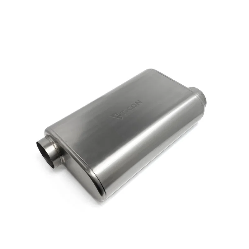 Ticon 116-06323-0230, Industries 17in Overall Length 2.5in Thin Oval Titanium Muffler - 2.5in Offset In/Offset Out