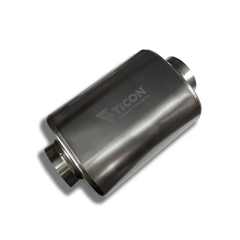 Ticon 116-08923-0100, Industries 17in OAL 3.5in In/Out Ultralight Titanium Muffler - 1mm Thickness