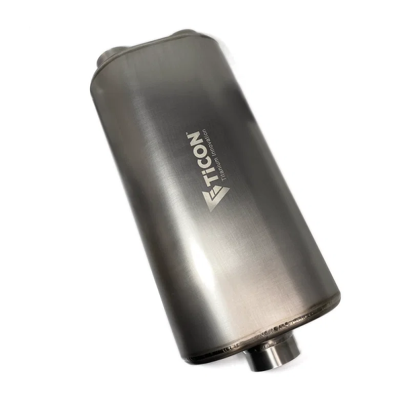 Ticon 116-06323-0120, Industries 17in Overall Length 2.5in Oval Titanium Muffler - 2.5in Center In/Dual Outlet