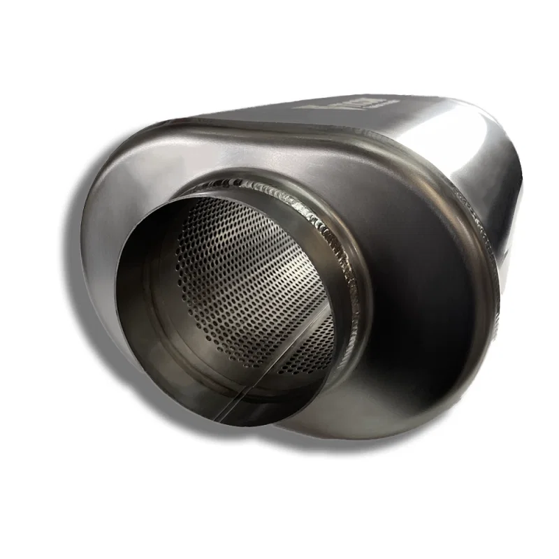 Ticon 116-08913-0100, Industries 12in Overall Length 3.5in Oval Titanium Muffler - 3.5in Center In/Center Out