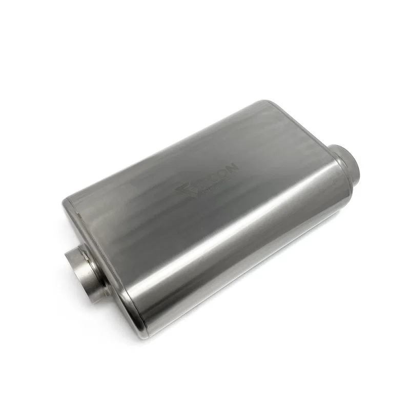 Ticon 116-06323-0210, Industries 17in Overall Length 2.5in Thin Oval Titanium Muffler - 2.5in Center In/Offset Out