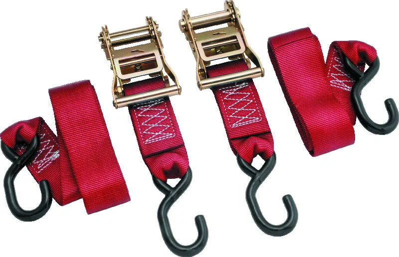 BikeMaster 100577, 2x84in Ratchet Tiedown Pair - Red