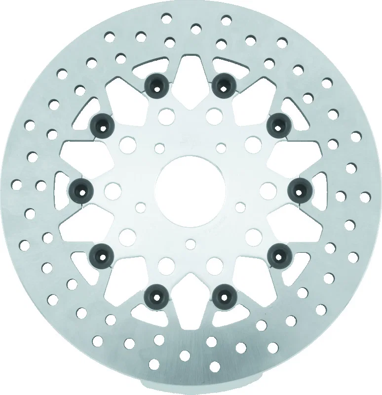 TwinPower 666822, 08-13 FLH FLT 08-16 FLHR 06-17 Dyna Front 11.8 Floating Mesh Rotor Silver for Harley-Davidson