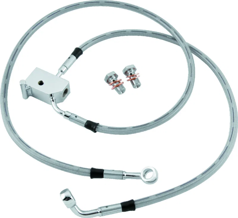 TwinPower 035869, 00-05 FXST 00-06 FLST Models Stainless Steel Dot Brake Line Kit Rear Stock Length