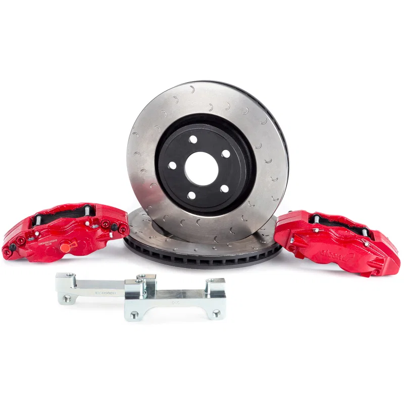 Alcon ALABKF5459AX02, 2007+ Jeep JK 350x32mm Rotors 4-Piston Red Calipers Front Brake Upgrade Kit
