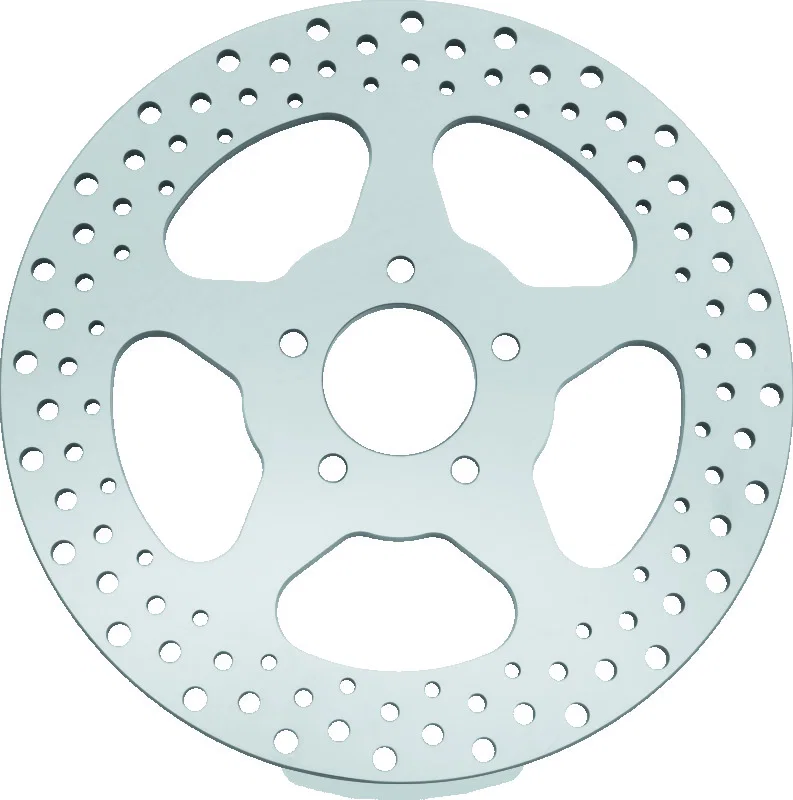 Bikers Choice 619974, 00-17 Big Twin 11.5 In Polished Rear 5 Spoke Drilled Stnless Rotor Repl H-D 44156-00