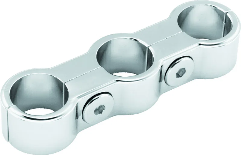 Bikers Choice 489605, Chrome Plain Oil Hose Separator For 3 Hoses