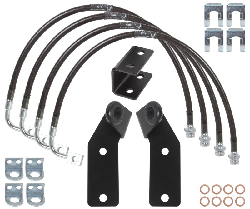 Carli CS-JBBLKIT-11, 07-17 Jeep Wrangler Extended Brake Lines Guides And E-Brake Drop Bracket