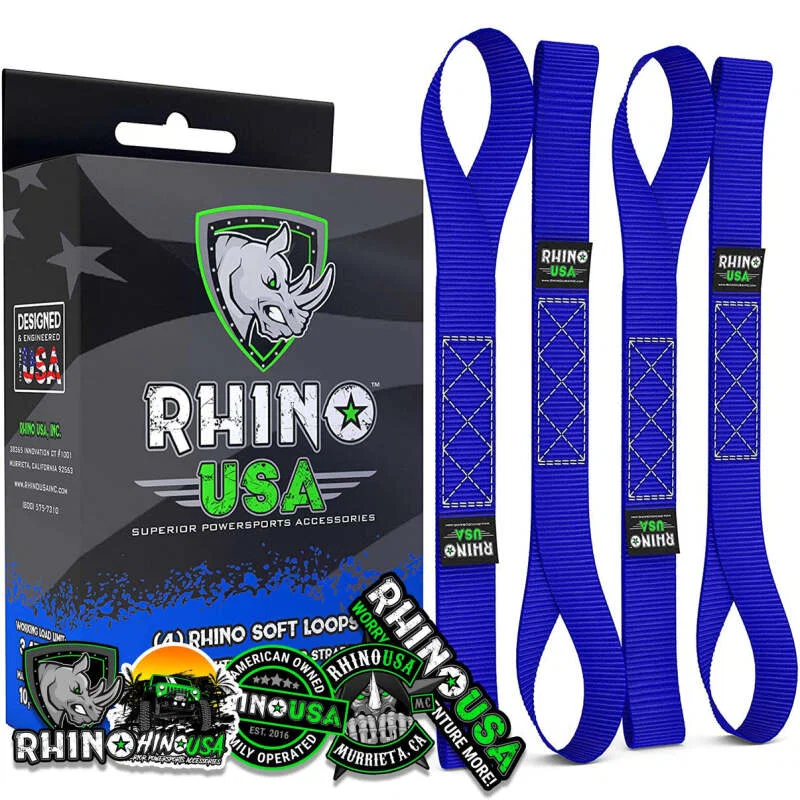 Rhino USA SOFT4PACK-BLU, Soft Loops Motorcycle Tie-Down Set 4-Pack Blue