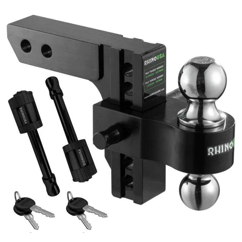 Rhino USA RG-HTDROP2-BLK, 6In Heavy Duty Drop Hitch - 2In (Black)