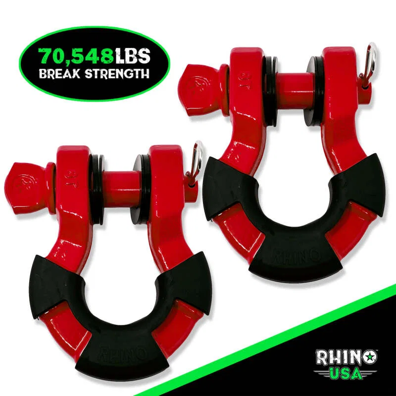 Rhino USA SUPERSHACK-RED, 8T Super Shackle 2-Pack (Red)