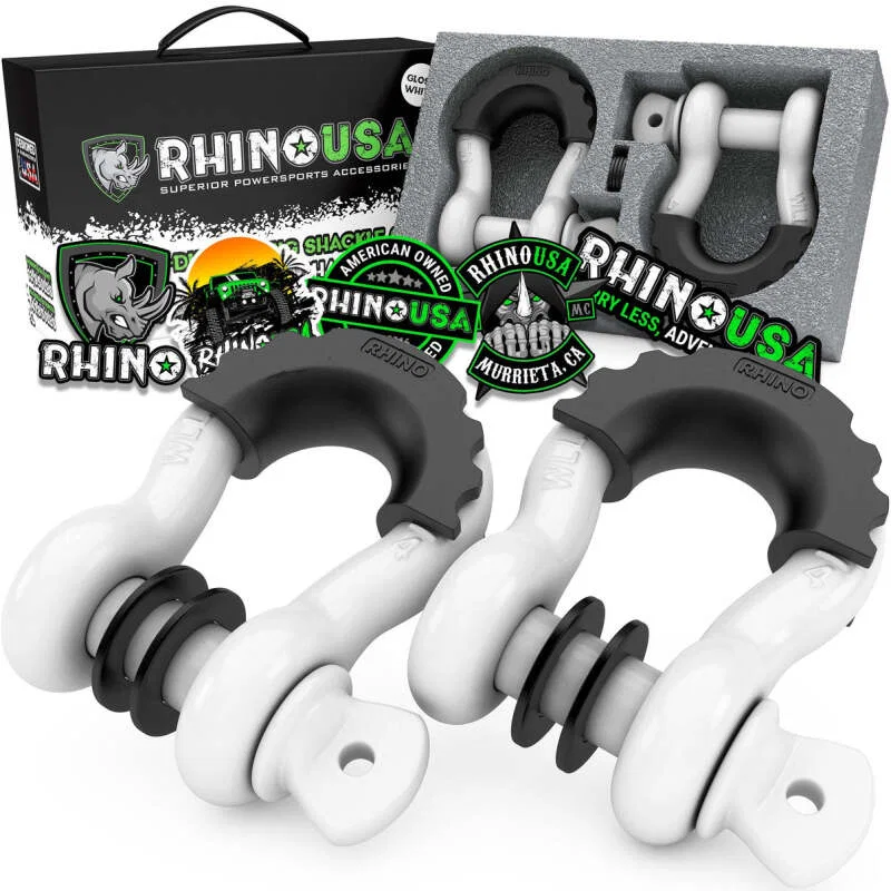 Rhino USA RNO-WHT-SHACKLES, 3/4In D-Ring Shackle Set (2-Pack)(White)