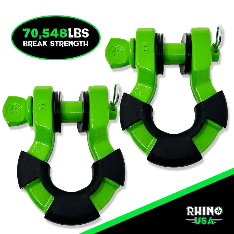 Rhino USA SUPERSHACK-GRN, 8T Super Shackle 2-Pack (Green)