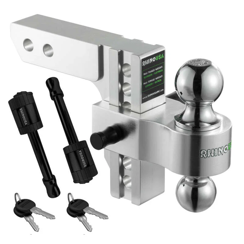 Rhino USA RG-HTDROP2-SVR, 6In Heavy Duty Drop Hitch - 2In (Silver)