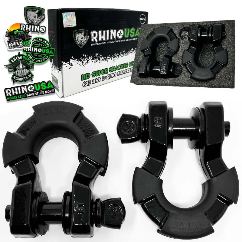 Rhino USA SUPERSHACK-BLK, 8T Super Shackle 2-Pack (Black)