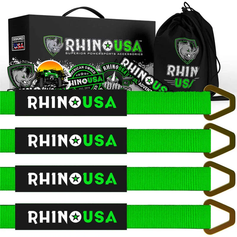 Rhino USA RNO-AXLESTRAPS-GRN, Axle Tie Down Straps (4-Pack) 2In X 38In - Green