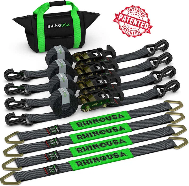 Rhino USA 2IN-HDKIT, Heavy Duty Vehicle Tie Down Kit - Black