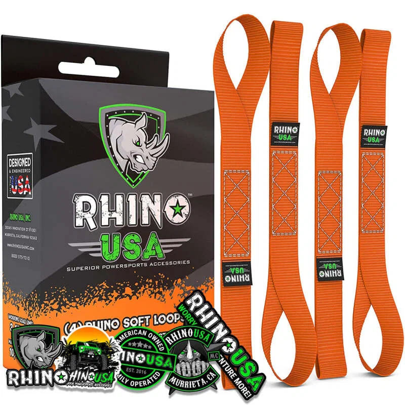 Rhino USA SOFT4PACK-ORG, Soft Loops Motorcycle Tie-Down Set 4-Pack Orange