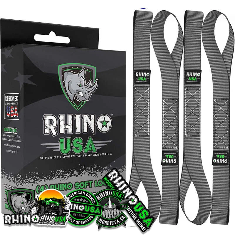 Rhino USA SOFT4PACK-GRY, Soft Loops Motorcycle Tie-Down Set 4-Pack Gray