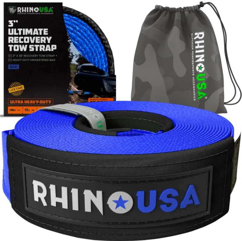 Rhino USA RG-TS3X30-BLU, Recovery Tow Strap 3In x 30Ft (Blue)
