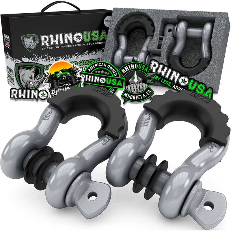 Rhino USA RNO-GRY-SHACKLES, 3/4In D-Ring Shackle Set (2-Pack)(Gray)