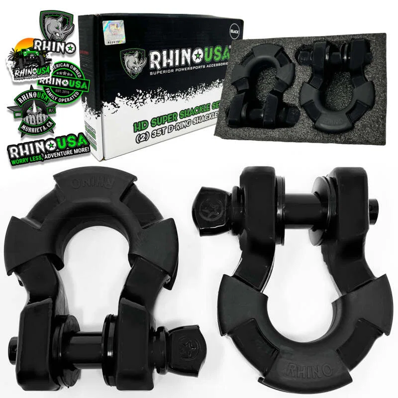 Rhino USA SUPERSHACK-MATTE, 8T Super Shackle 2-Pack (Matte Black)