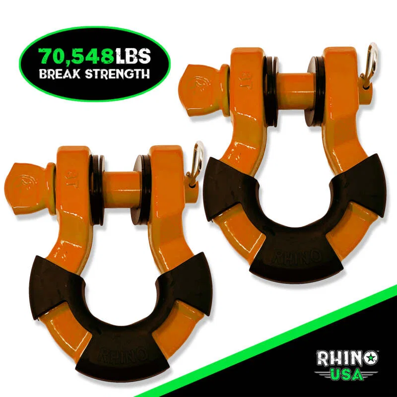 Rhino USA SUPERSHACK-ORG, 8T Super Shackle 2-Pack (Orange)