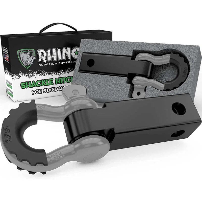 Rhino USA RG-HTHITCH2-GRY, Shackle Hitch Receiver W/ D-Ring (Gray)