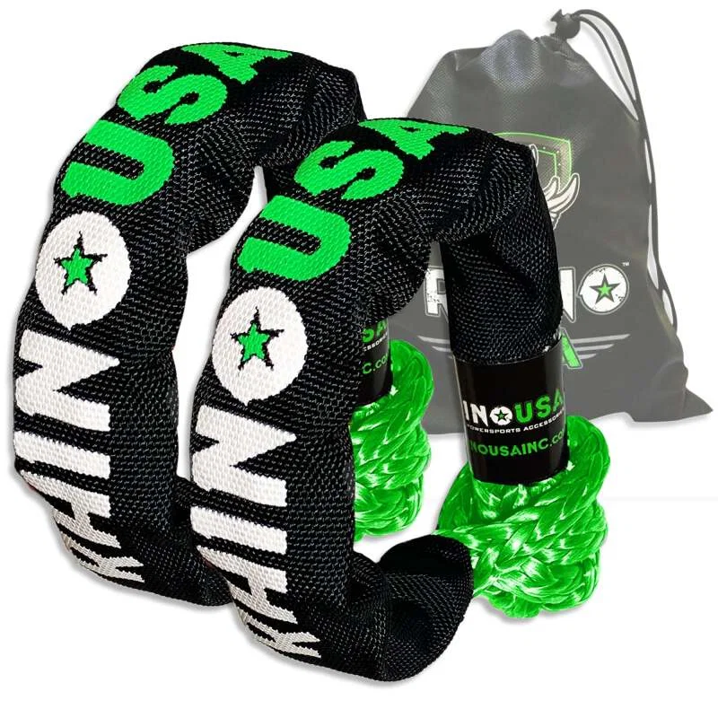 Rhino USA SFTSHACK-12-GRN-2, Synthetic Soft Shackles Green (2-Pack)