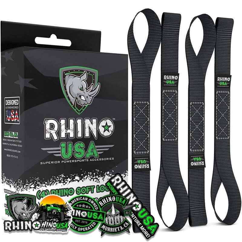 Rhino USA SOFT4PACK-BLK, Soft Loops Motorcycle Tie-Down Set 4-Pack Black