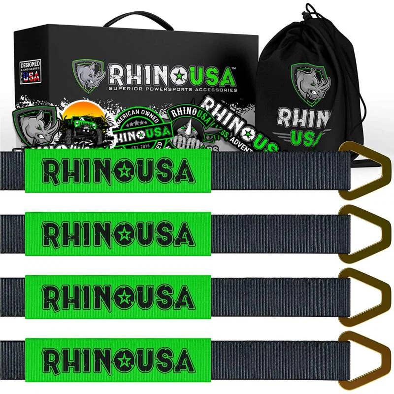 Rhino USA RNO-AXLESTRAPS, Axle Tie Down Straps (4-Pack) 2In X 38In - Black