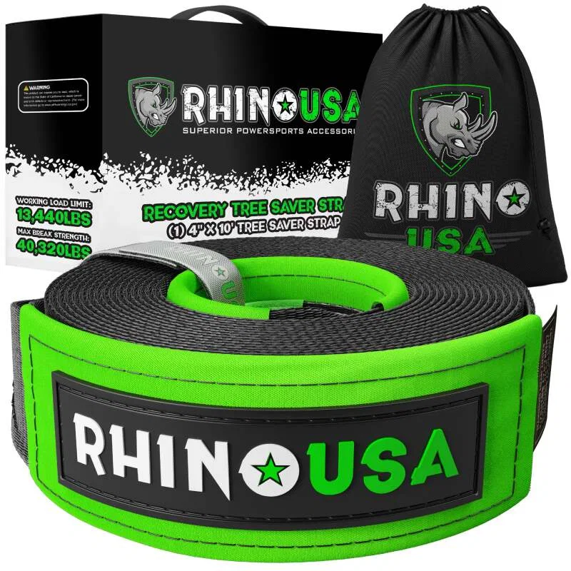Rhino USA TOWSTRAP-410, Recovery Tree Saver Strap 4Inx10Ft (Black)
