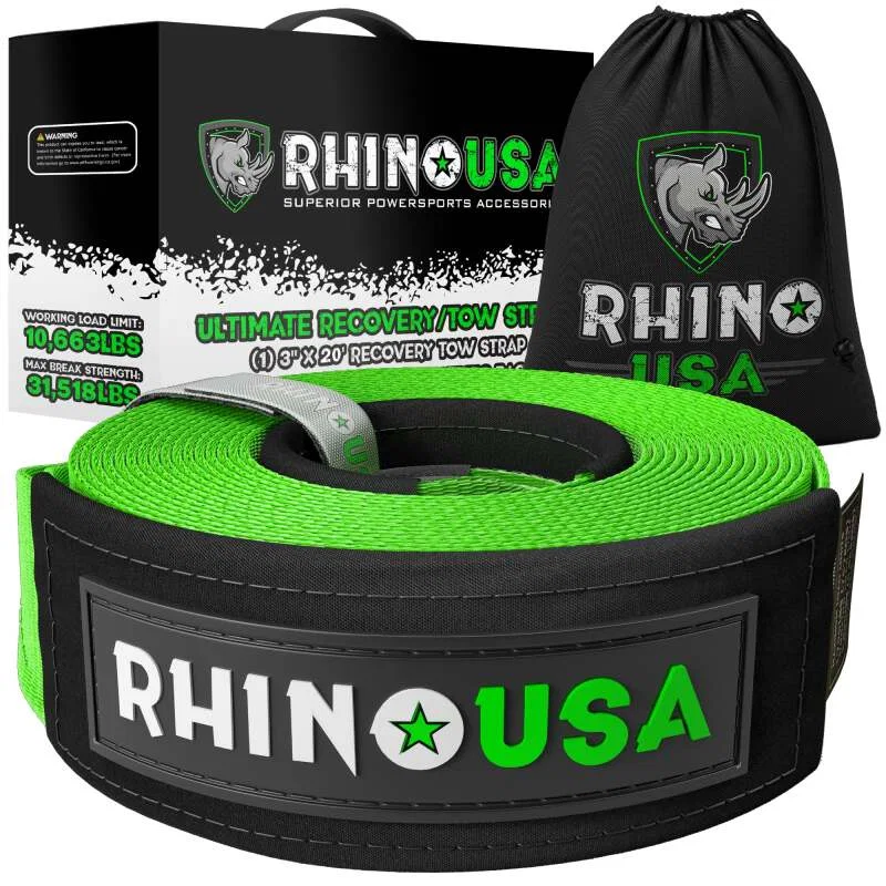 Rhino USA RG-TS3X8-GRN, Recovery Tree Saver Strap 3Inx8Ft (Green)