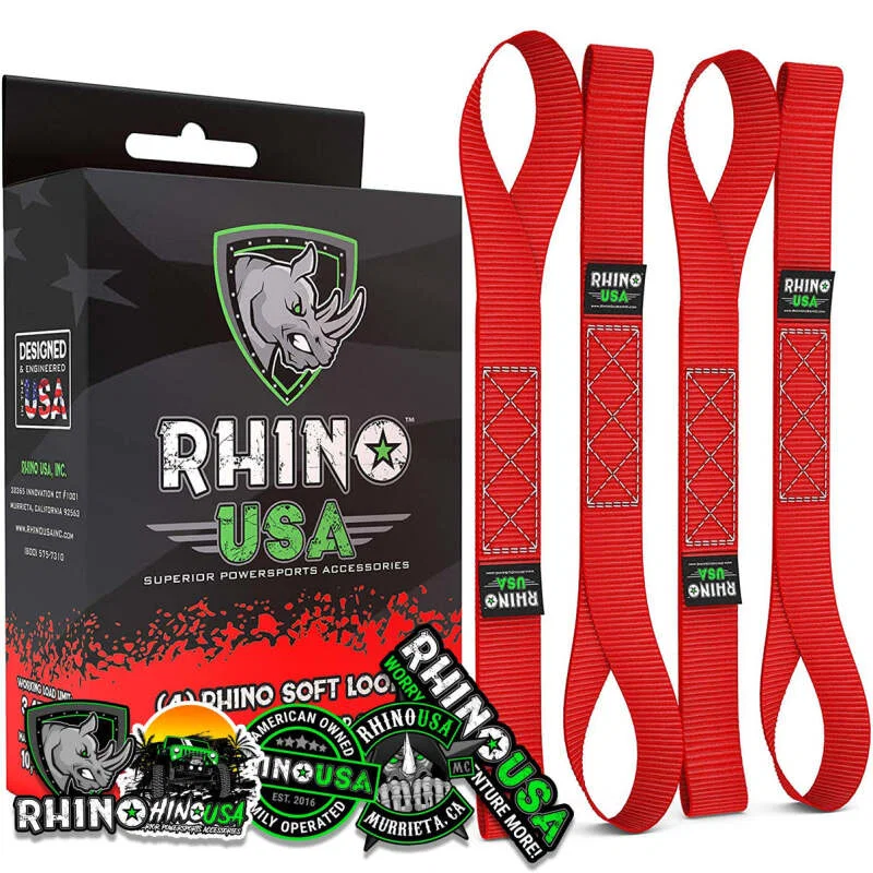 Rhino USA SOFT4PACK-RED, Soft Loops Motorcycle Tie-Down Set 4-Pack Red