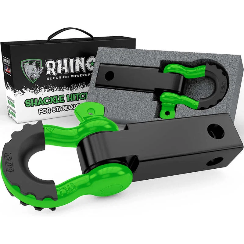 Rhino USA RG-HTHITCH2-GRN, Shackle Hitch Receiver W/ D-Ring (Green)
