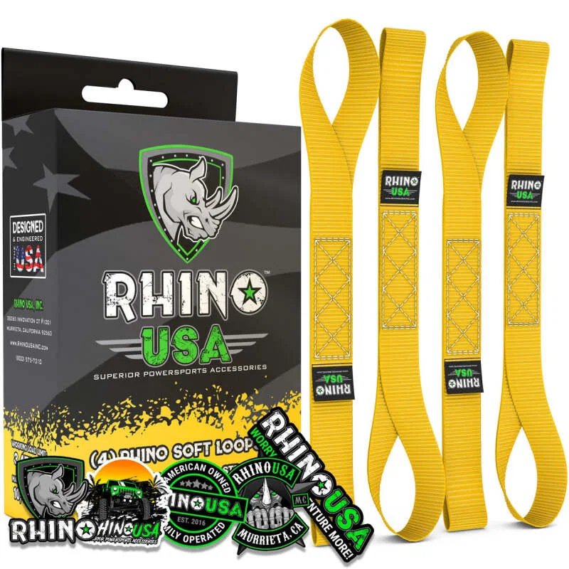 Rhino USA SOFT4PACK-YLW, Soft Loops Motorcycle Tie-Down Set 4-Pack Yellow