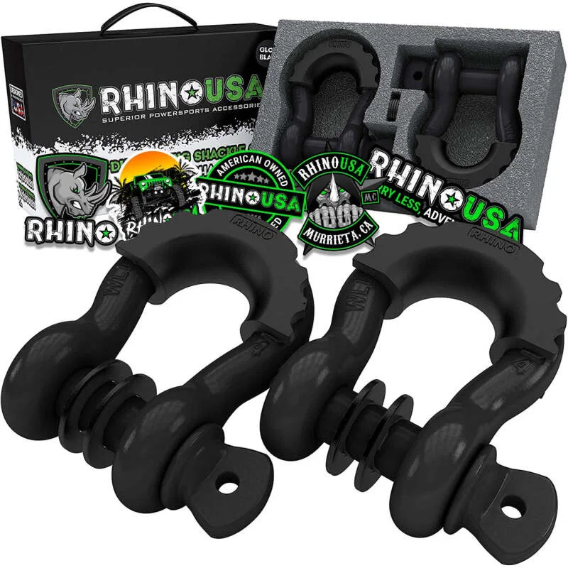 Rhino USA G-SHACK-2, 3/4In D-Ring Shackle Set, Pack Of 2 (Black)