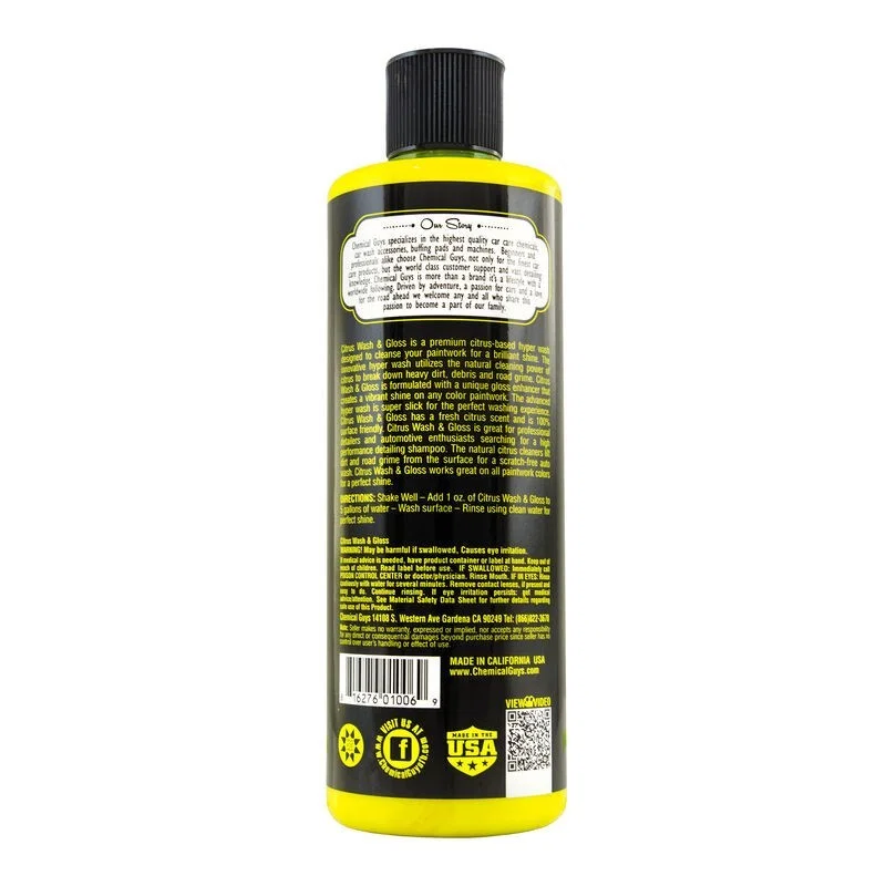 Chemical Guys CWS_301_16, Citrus Wash & Gloss Concentrated Car Wash - 16oz