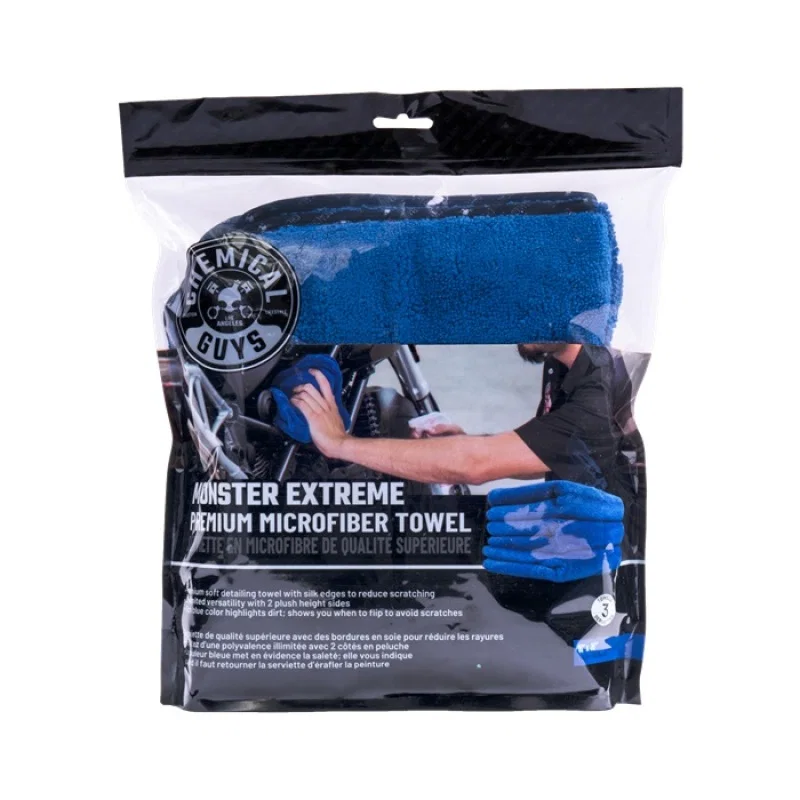 Chemical Guys MIC110003, Monster Extreme Thickness Premium Microfiber Towel - 16in x 16in - Blue - 3 Pack