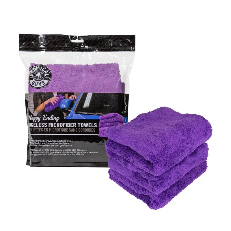 Chemical Guys MIC34803, Ultra Edgeless Microfiber Towel - 16in x 16in - Purple - 3 Pack